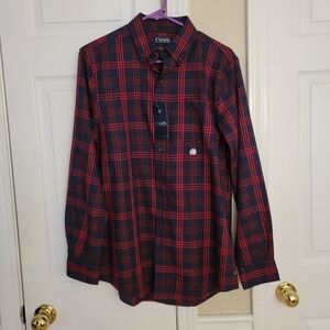 NWT Men's Chaps Button Down Dress Shirt Plaid size small
